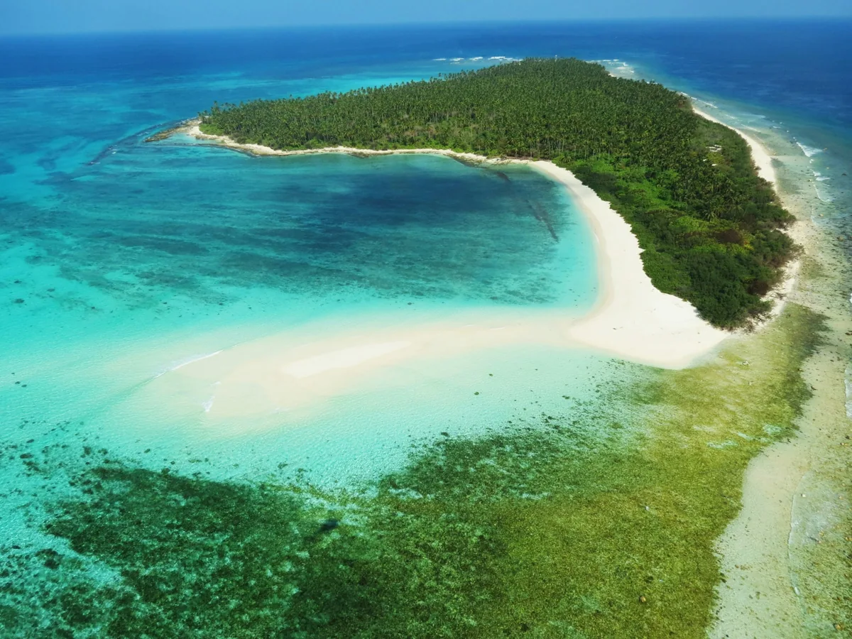A white-sand island and turquoise lagoon in Lakshadweep